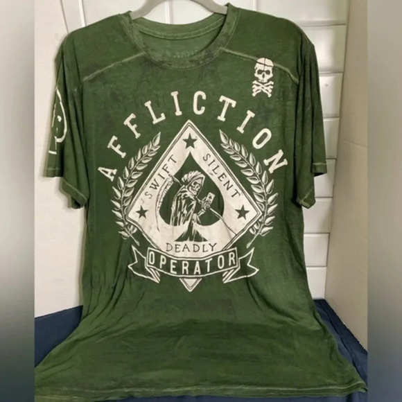 Affliction Lightweight Swift Silent Deadly Operator Men’s Tee Sz Large - Picture 1 of 8